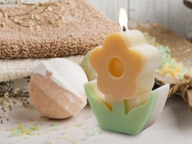 Molde silicona vela flor con hoja